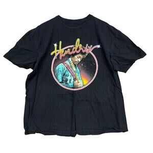 Authentic Hendrix Mens Graphic Tee Black Short Sleeve Crew Neck Band Tee 2XL